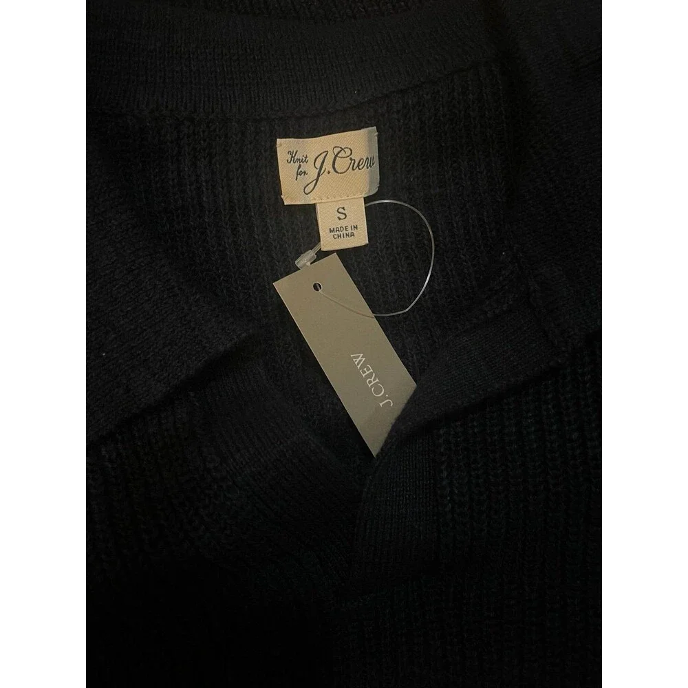 J Crew MEDIUM Navy Indigo Stretchy Knit Short sleeve Collar Sweater Polo NEW